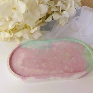 Oval Tray Pink & Green