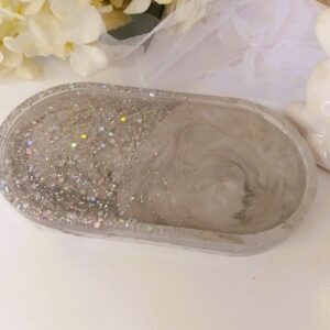 Oval Tray Grey/Resin Glitter