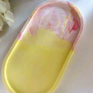 Oval Tray Yellow w/Pink Marble