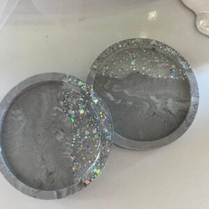 Coaster Grey w/Silver Resin