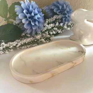 Trinket Tray Olive Green & Blk Marble