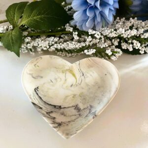 Trinket Tray Heart - Olive Green & Blk Marble