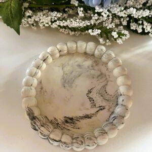 Bubble Tray Round-Olive Green & Blk Marble