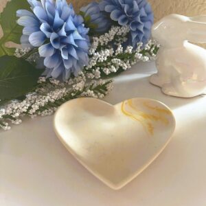 Trinket Tray Heart-Mustard & Blk Marble