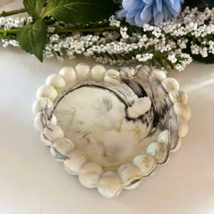 Heart Bubble Tray- Olive Green & Blk Marble