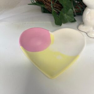 Trinket Tray Heart-Pink & Yellow