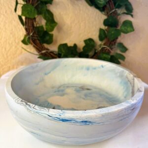 Lg. Round Bowl Blue Marble