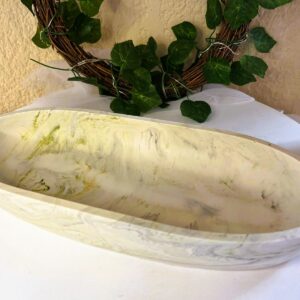 Lg. Boat Bowl Olive Green Marble